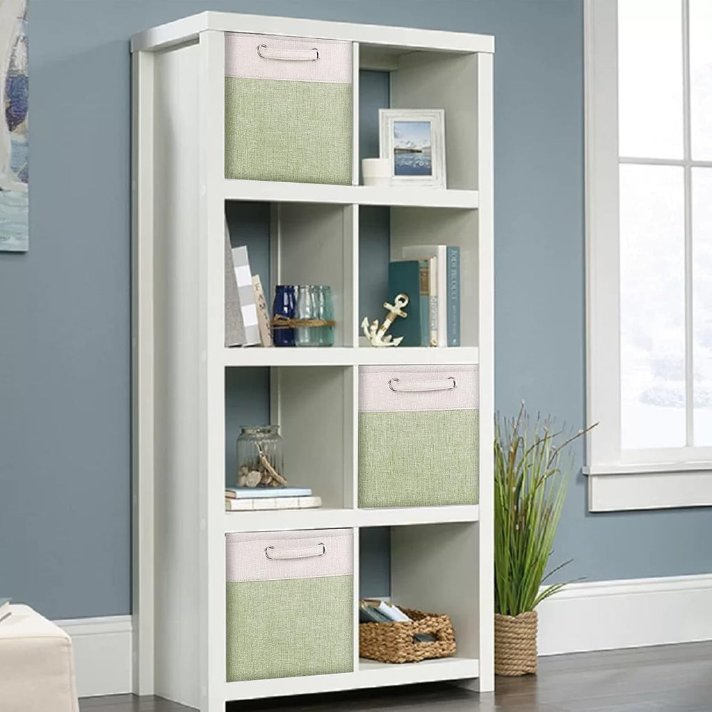 Storage Cube Bins 13x13 - 3-Pack 13x13x13 Inch Green Storage Cubes with Handles | Foldable Fabric Cube Storage Bins Organizer | Sage Green 13x13 Storage Cubes for Closet, Shelves