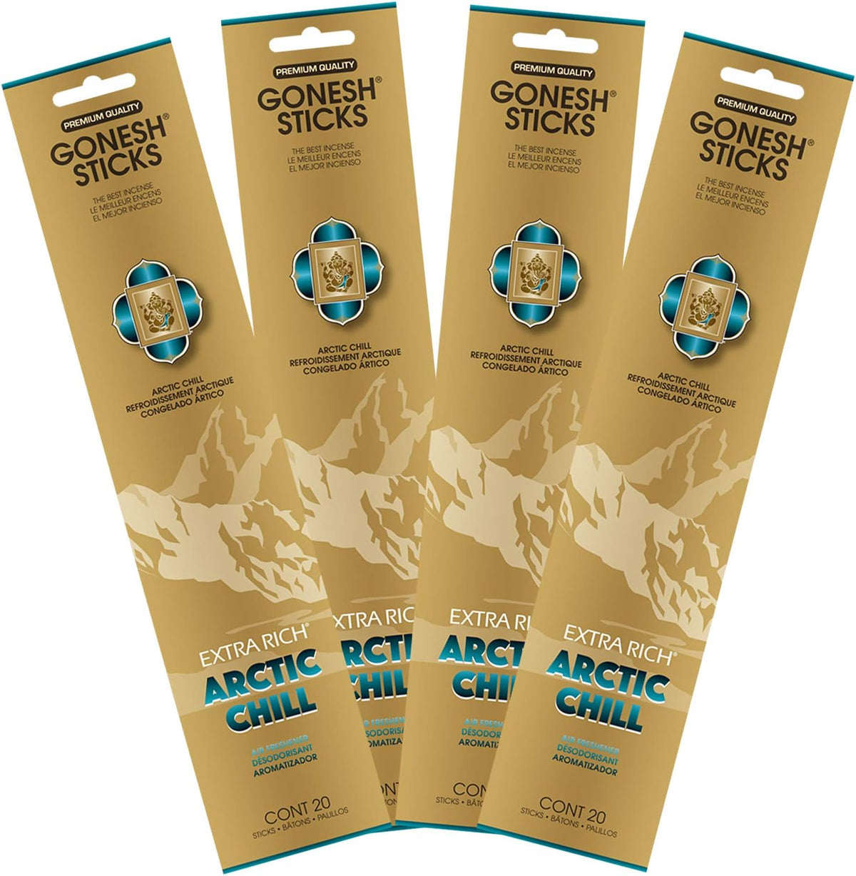 Gonesh - Extra Rich Scented Incense Sticks - Non-Toxic 10” Slow Burn Aromatic Sticks - Artic Chill - 80 Pack