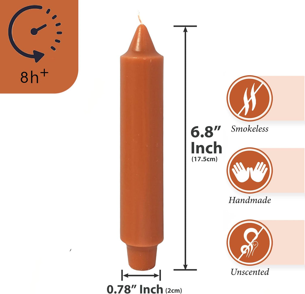Pumpkin Orange Taper Candle Candle Sticks, 7 Inch Mini Pillar Candles Taper Candles, 4PCS Handmade Unscenteds Candlesticks for Festive Halloween Thanksgiving Day Fall Home Decor