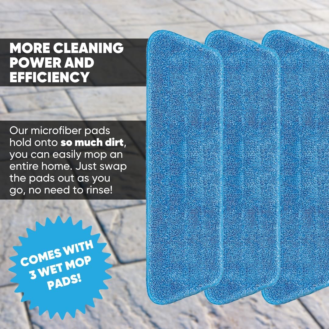 3-Pack Cinch Mop Replacement Heads, Microfiber Mops for Floor Cleaning - Wall Mop with Reusable Washable Pads, Compatible with Cinch Mop - Microfiber Wholesale