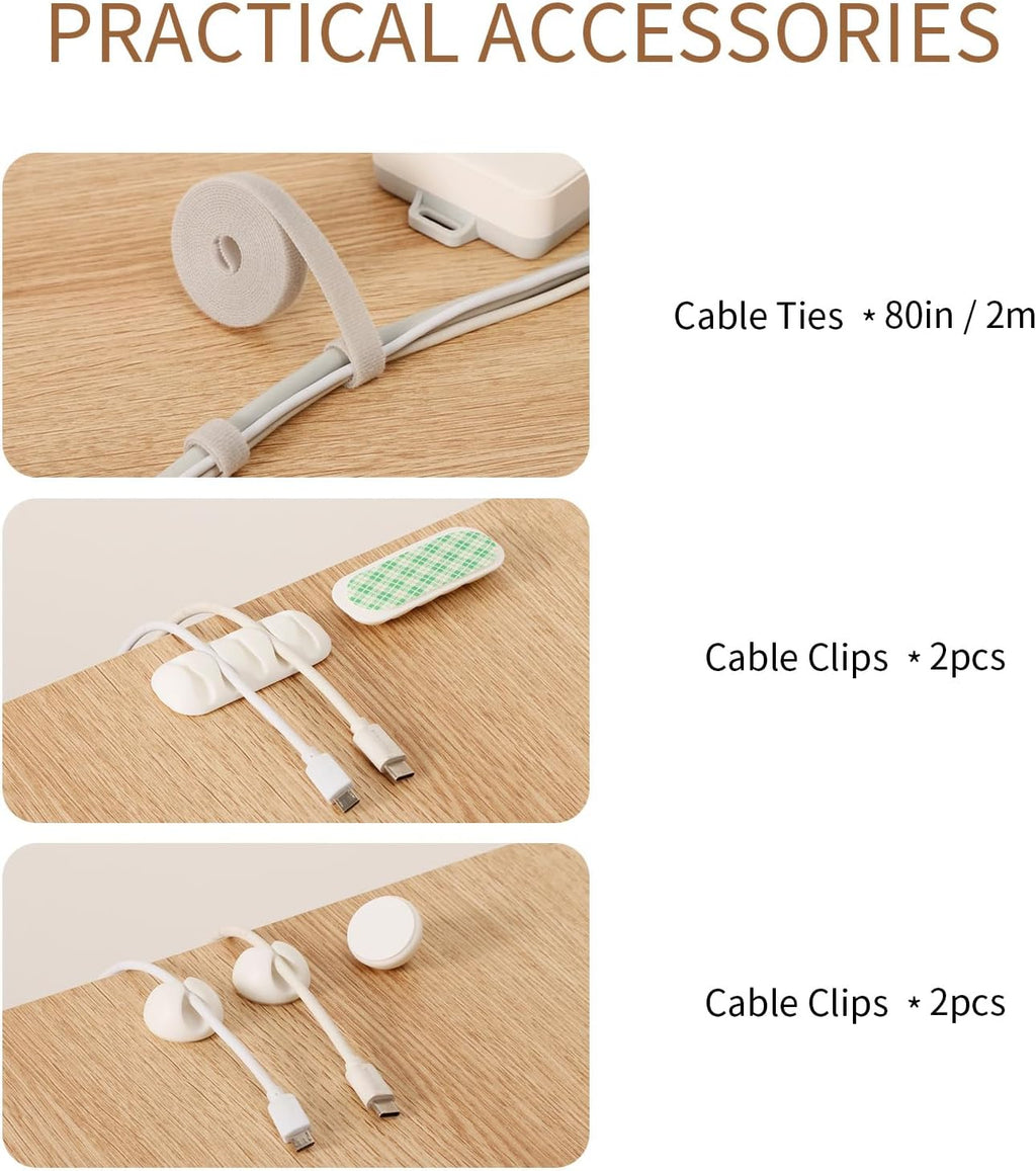 Cable Management Box, Wood Extension Cord Organizer, Handmade Power Strip Box for TV Computer Wire USB Hub System, Surge Protector Cord Hider Box on Desk or Floor (Large)