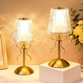 Liliful 2 Pcs Cordless Table Lamp LED Touch, Gold, Hollow Lined Style Bow