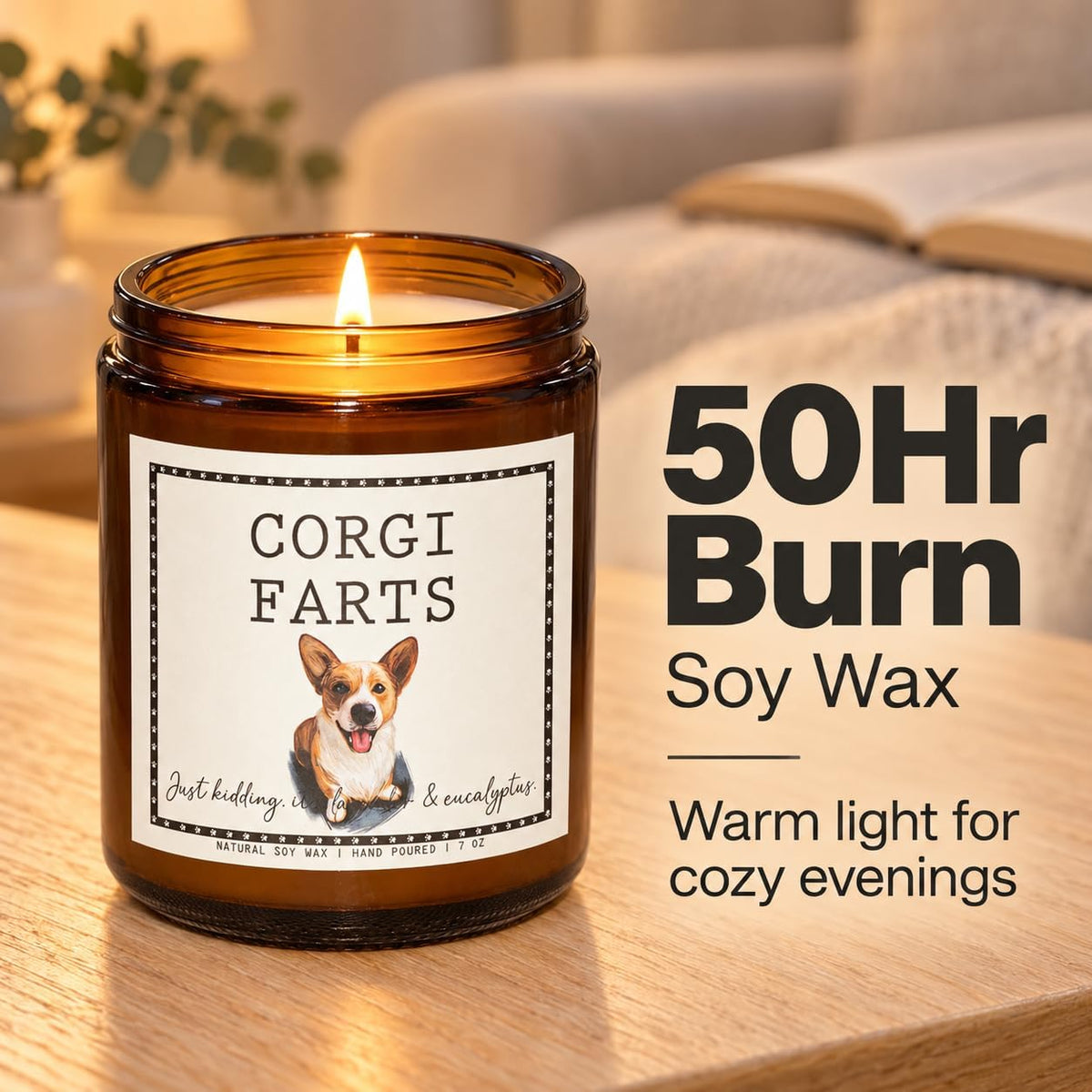 Corgi Gifts & Decor, Dog Mom Gifts - Lavender & Eucalyptus Candle