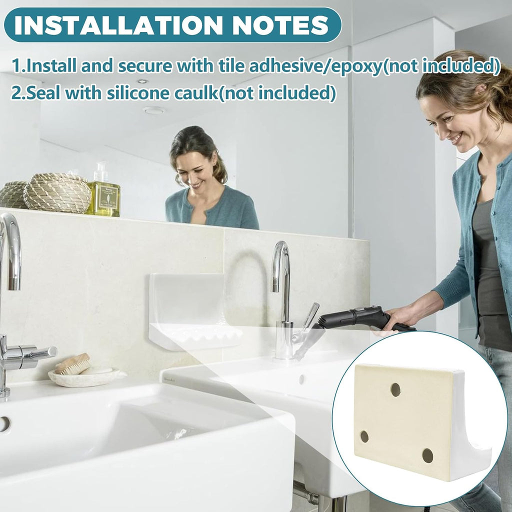 White Vintage Wall-Mounted Ceramic Soap Dish for Shower Wall