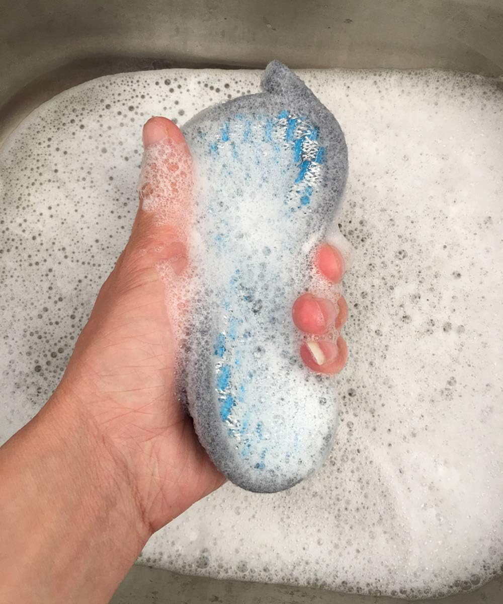 Multi-Purpose Scrub Sponges for Kitchen Scrub-it-Non-Scratch Double-Side Double-Effect Microfiber Sponge Along with Heavy Duty Scouring Power-Effortless Cleaning of Dishes Pots Pans Pack of 6 (Blue)