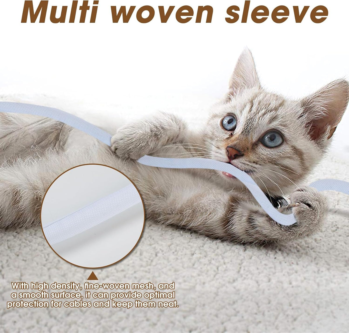 Cord Protector for Pets, Wire Protector 10FT-1/2 inch-White