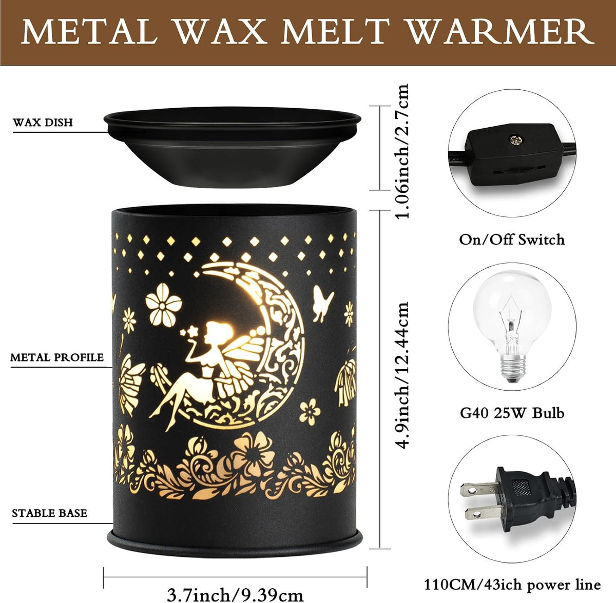 scentsy Wax Warmer for Scented Wax melt Warmer Wax Melter for Candle Making lamp Candle Warmer Plate Oil Burner for Home Decor and Gifts for Holiday (Moon/Flower Fairy)