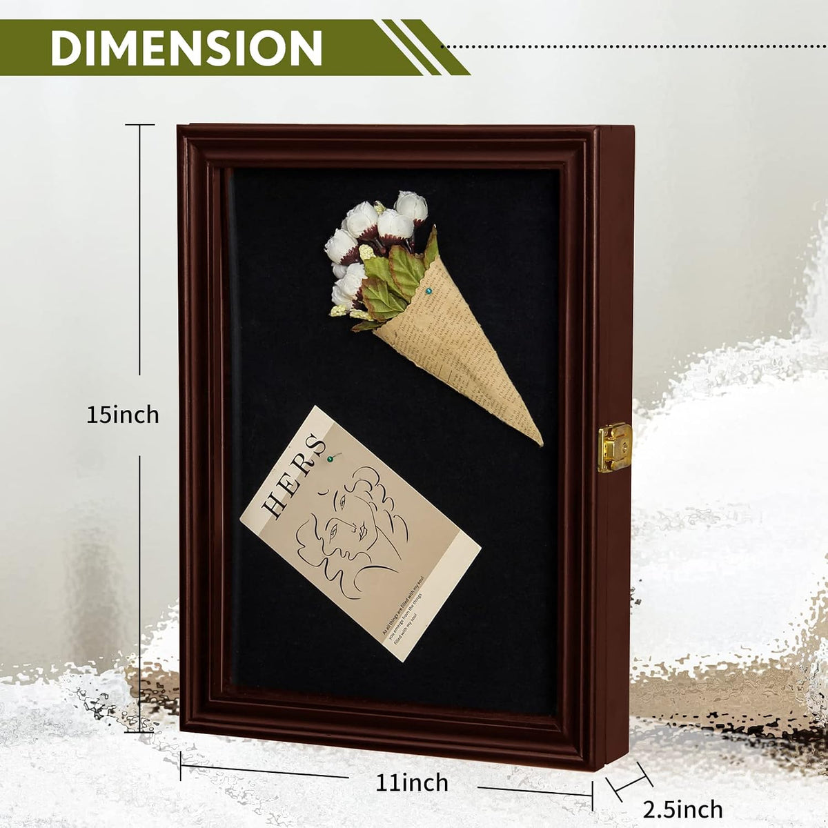 Pin Display Case 11x15, Lockable Shadow Box for Medals, Red Finish