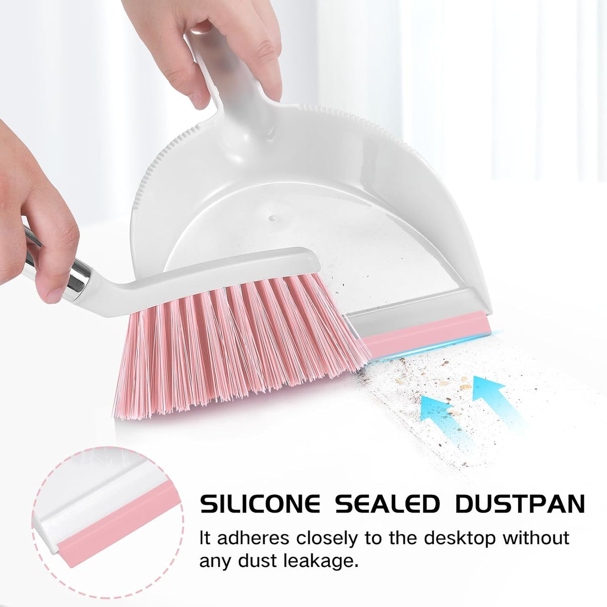 NACENA Mini Broom and Dustpan Set, Small Dust Pan and Brush Set,Pink