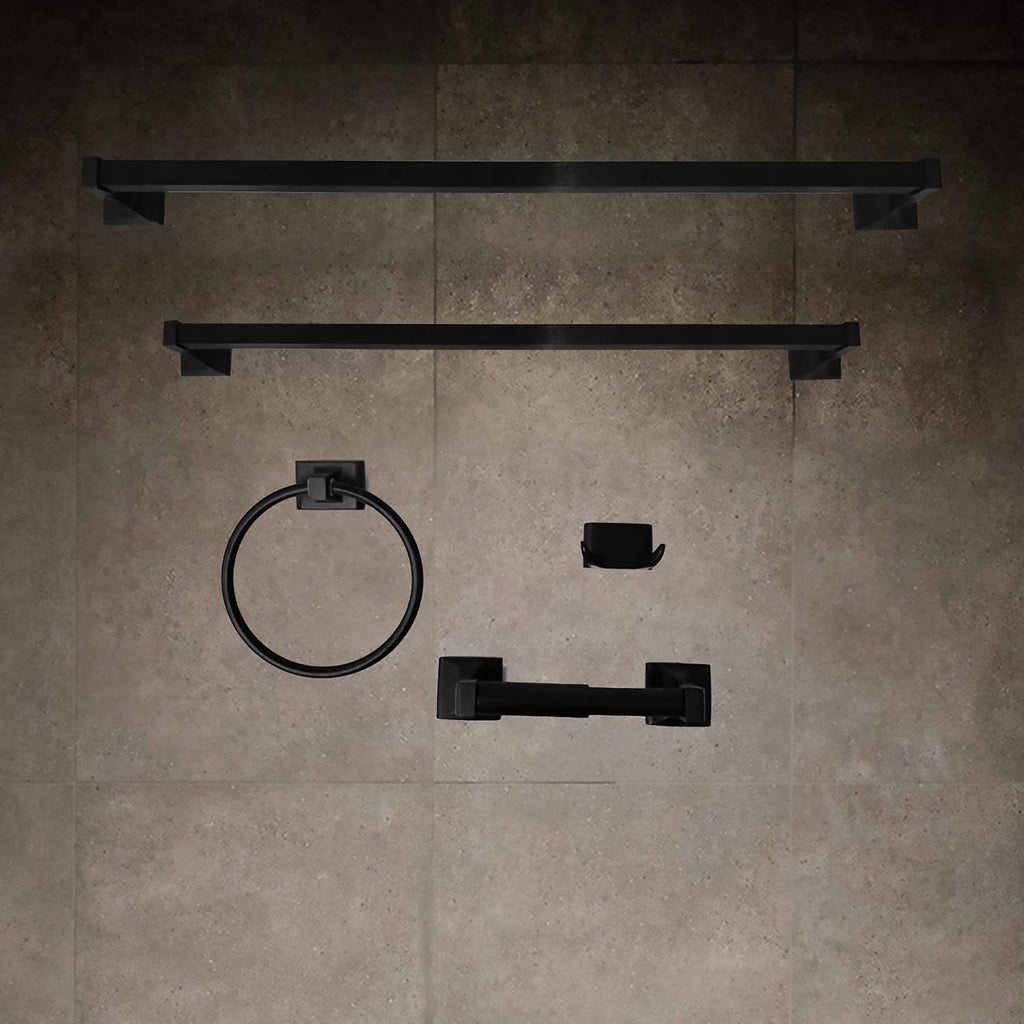 SENTO Black Toilet Paper Holder Wall Mount, Double Post Tissue Toilet Paper Holder, Easy Installation, Heavy Duty Metal, Matte Black