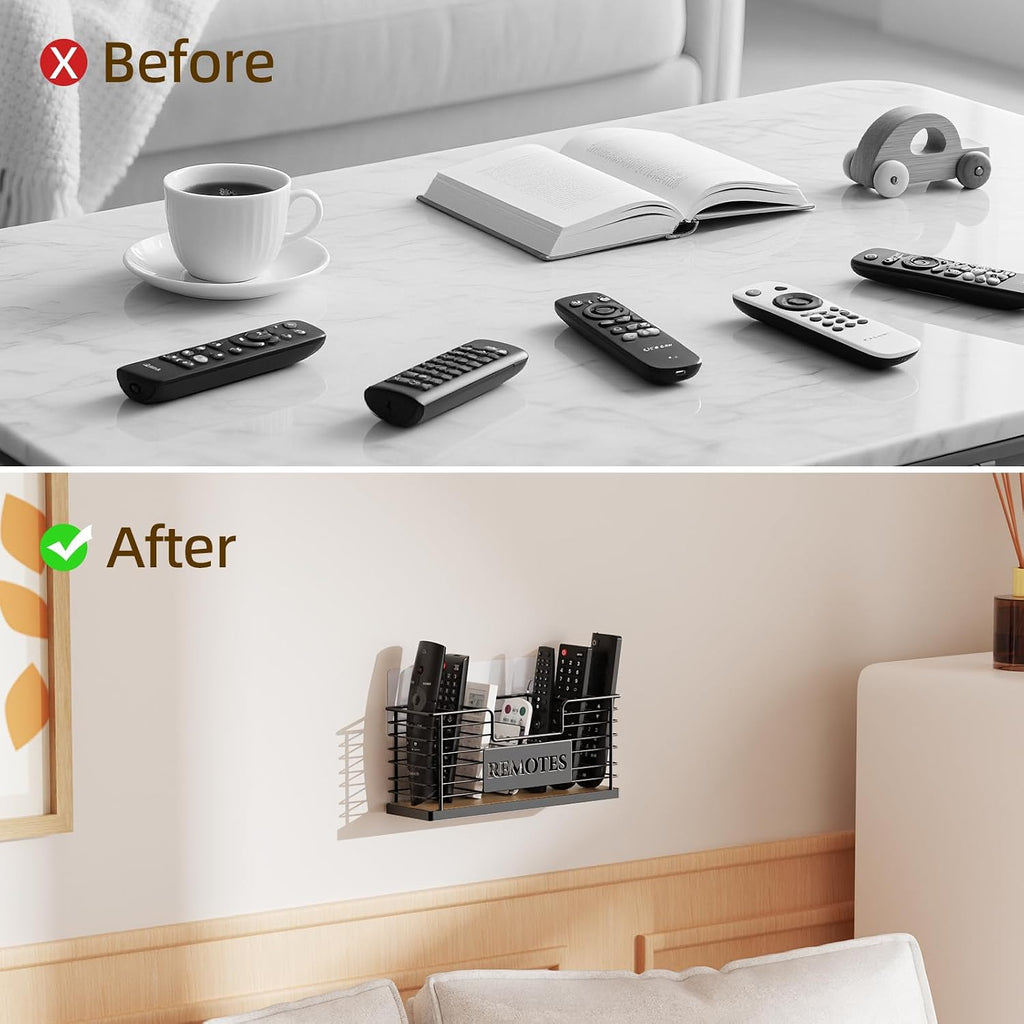 Remote Control Holder, 7-Slot TV Remote Holder Wall Mount