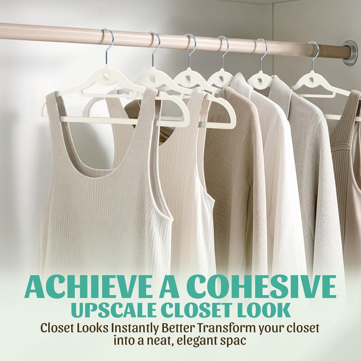Sishynio Velvet Hangers 30 Pack, Ivory Slim Non-Slip Clothes Hangers