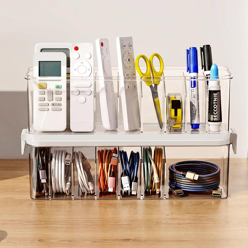 2 Pack Cable Organizer Box with Lid, Charge Cord Storage Organizer