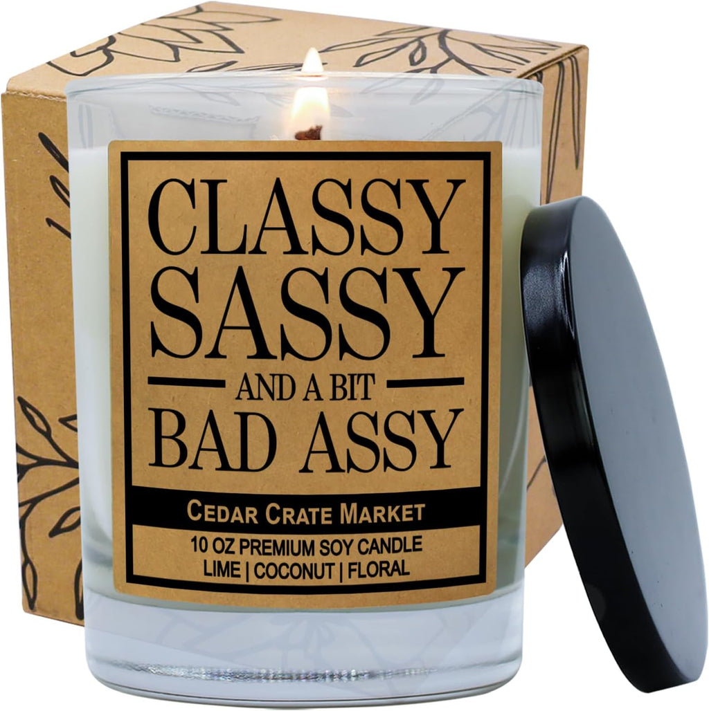 Funny Candles for Women Adult Humor | Retirement Candle Gift | Funny Gifts for Woman Men | Best Friend Birthday Candle Gift | Classy Sassy Boss Aunt Mom | Coconut Lime Scented | 100% Soy| Made in USA