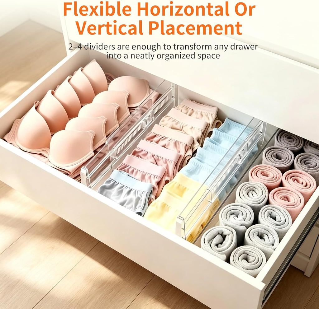 Adjustable Drawer Dividers 11.3-20in Organizer for Dresser (4)