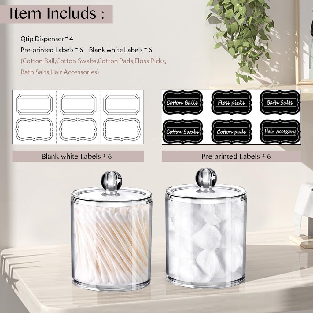 SheeChung 2 Pack Acrylic Cotton Round Holder with 10oz &12oz