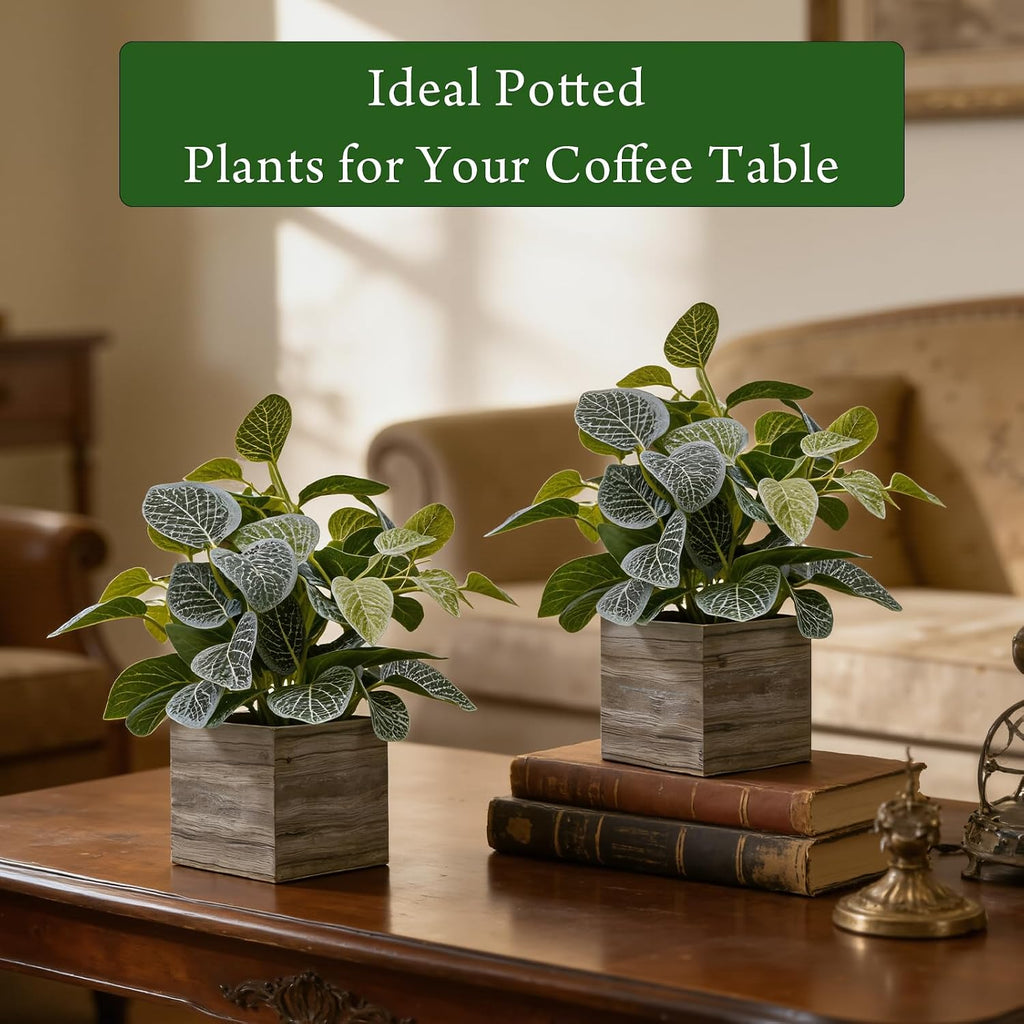 12" Medium Fake Eucalyptus Plants Set of 2, Desk Plant for Indoor Decor