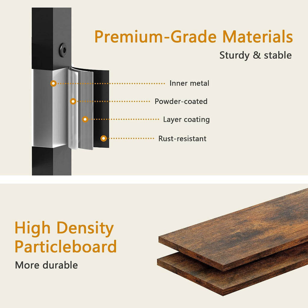 Gewudraw Narrow Bathroom Ladder Shelf with Drawer, 3-Tier, Rustic Brown