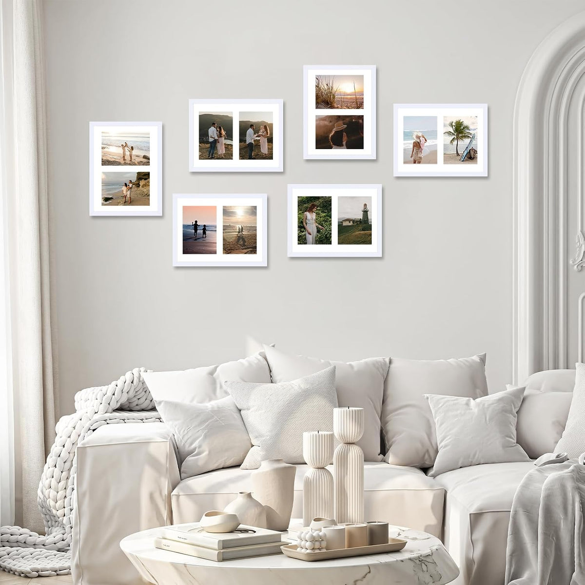 JCJMY 8.5x11 Collage Picture Frame with Mat, Display 2 5x7 Photos or 8.5x11 Picture, Two Opening 5x7 Picture Frame Collage for Wall Hanging or Tabletop, Lightweight 5 x 7 Double Photo Frame, White