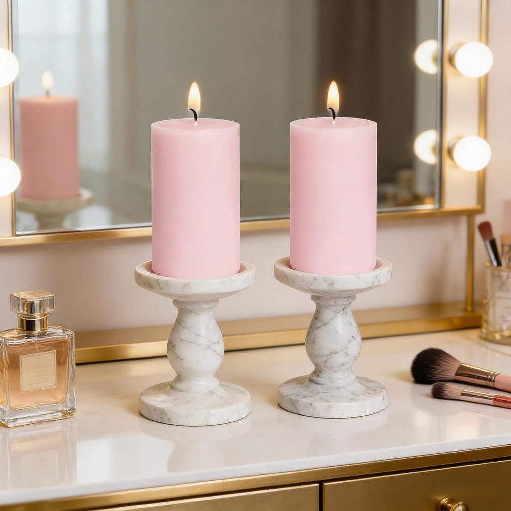 2x4 Inch Baby-Pink Unscented Pillar Candles for Home Décor