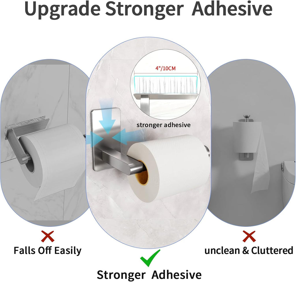 STWWO Toilet Paper Holder Self Adhesive, Extra-Wide Gap, Brushed Nickel