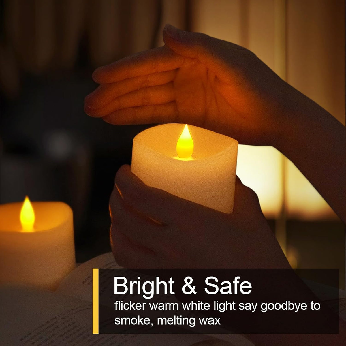 3x4 Flameless Candles with Remote Set of 2, 4 inch Battery Candles Flickering with Timer, LED Pillar Candle for Indoor/Outdoor, White