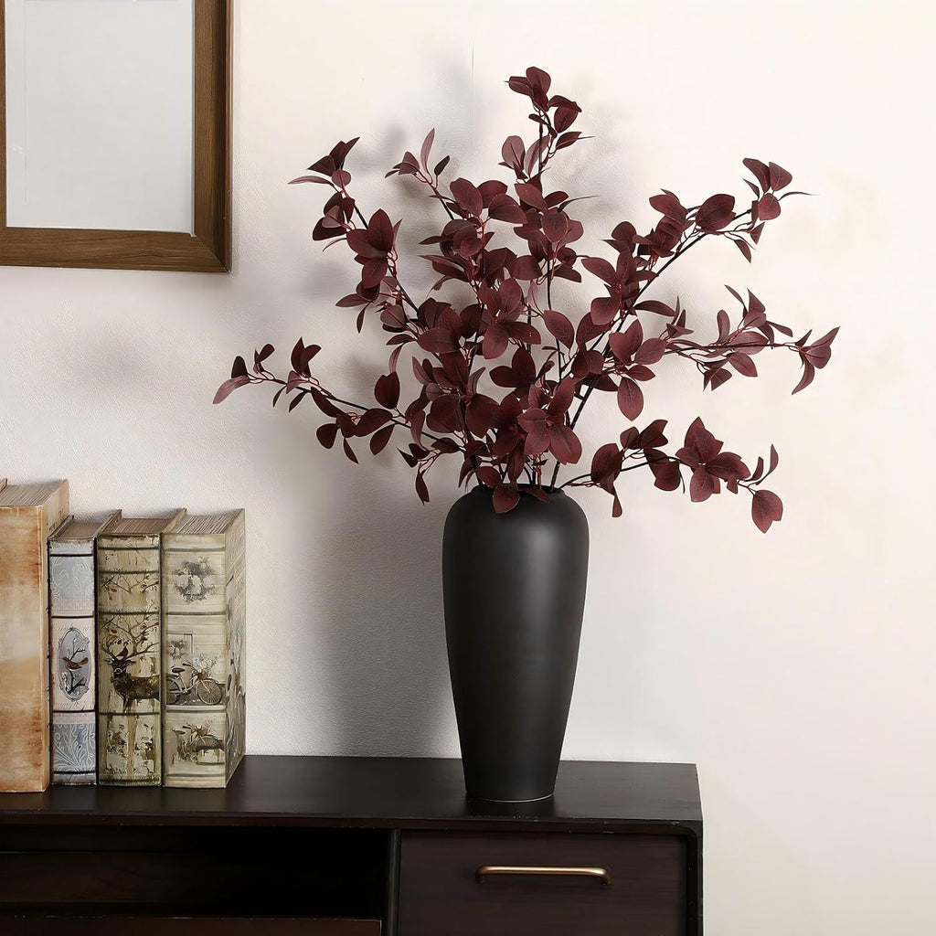 Janinka 5 Pcs Faux Fall Eucalyptus Stems for Vases Farmhouse, Dark Purple