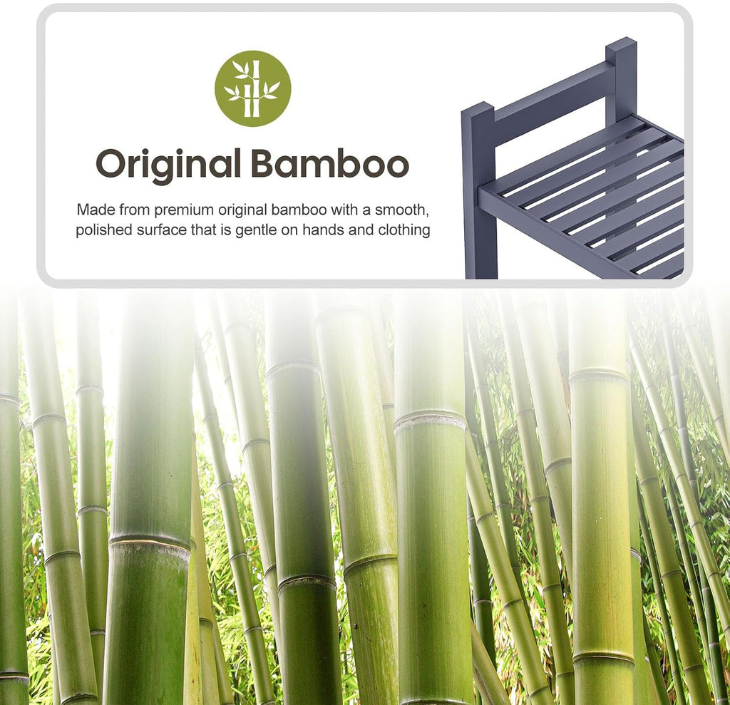 Homde Bathroom Over Toilet Storage Rack: Adjustable 4-Tier Bamboo (Grey)