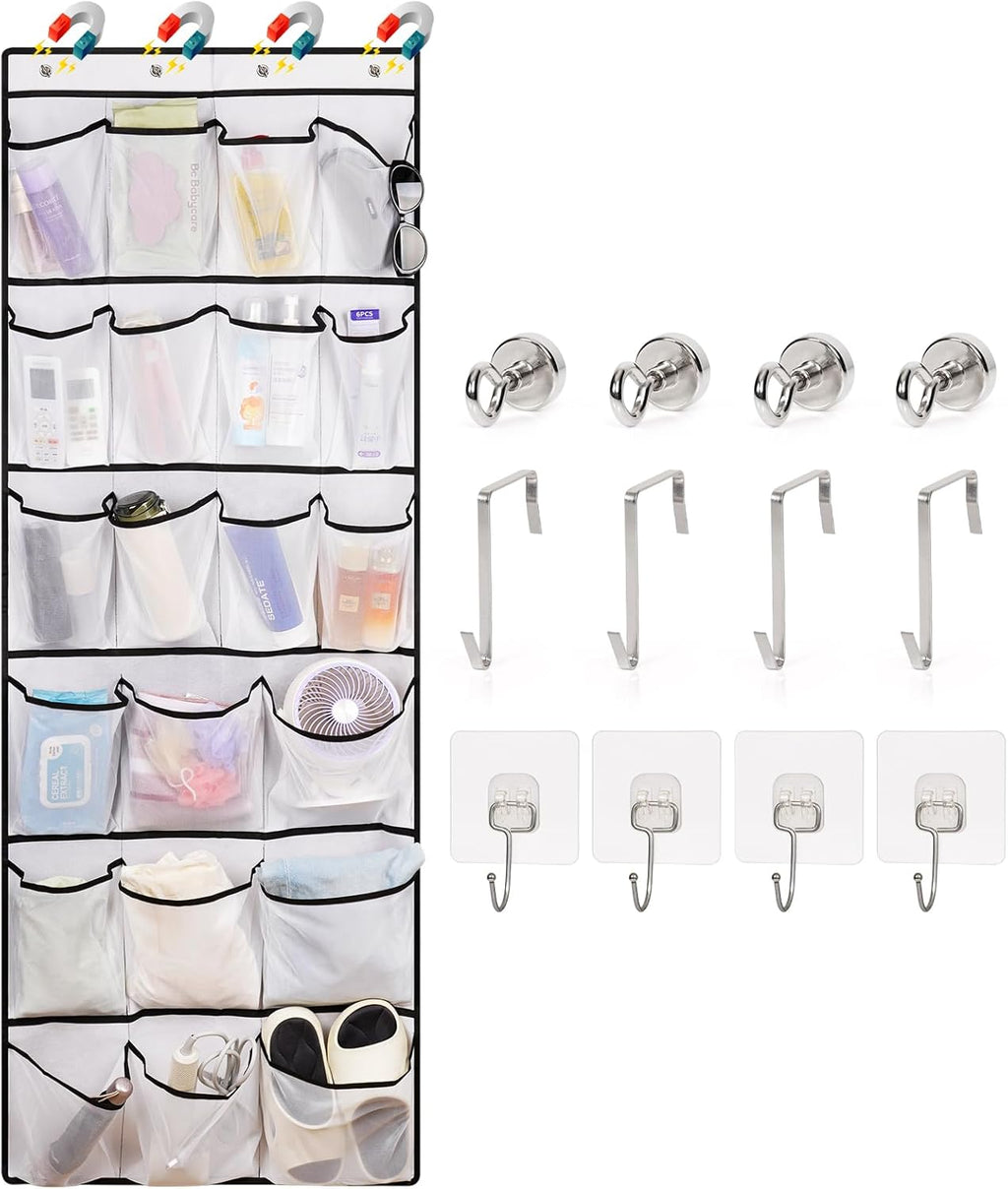 Over The Door Cruise Ship Organizer with 21 Size-Graded Pockets White