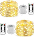 Homemory 2 Pack Each 20 Ft 60 LED Short Fairy Lights Battery Operated Christmas String Lights with Remote, Waterproof 8 Modes Firefly Twinkle Lights for Christmas Tree, Wreath Decor