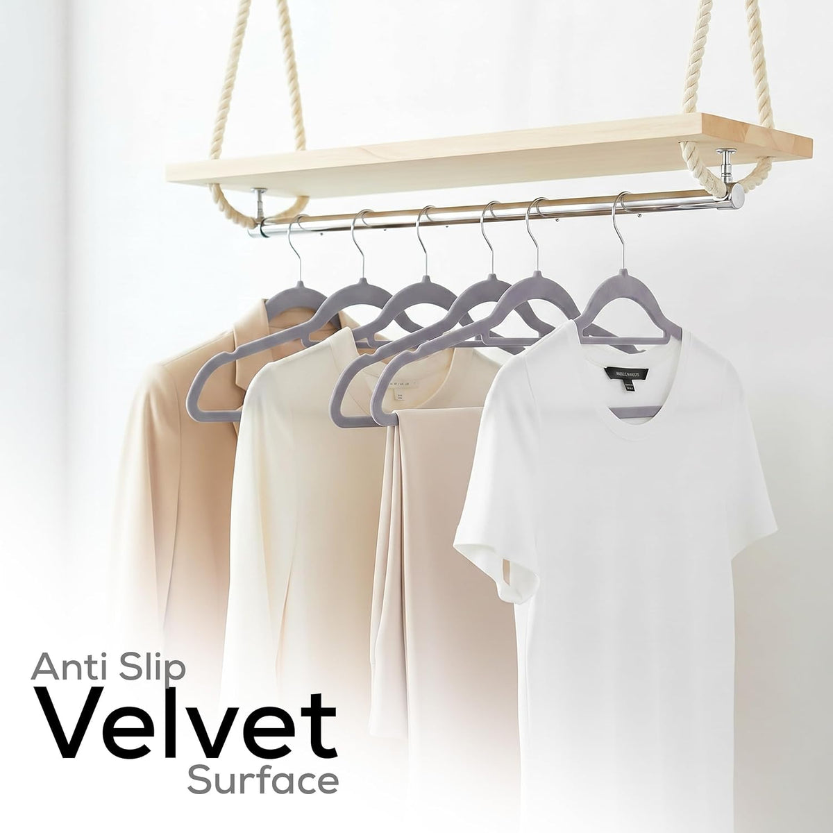Utopia Home Velvet Hangers 20 Pack – Premium Hangers with Tie Bar - Grey