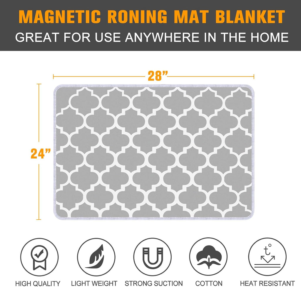 Portable Ironing Mat, 28 x 24 inch, Silicone Coated, Gray