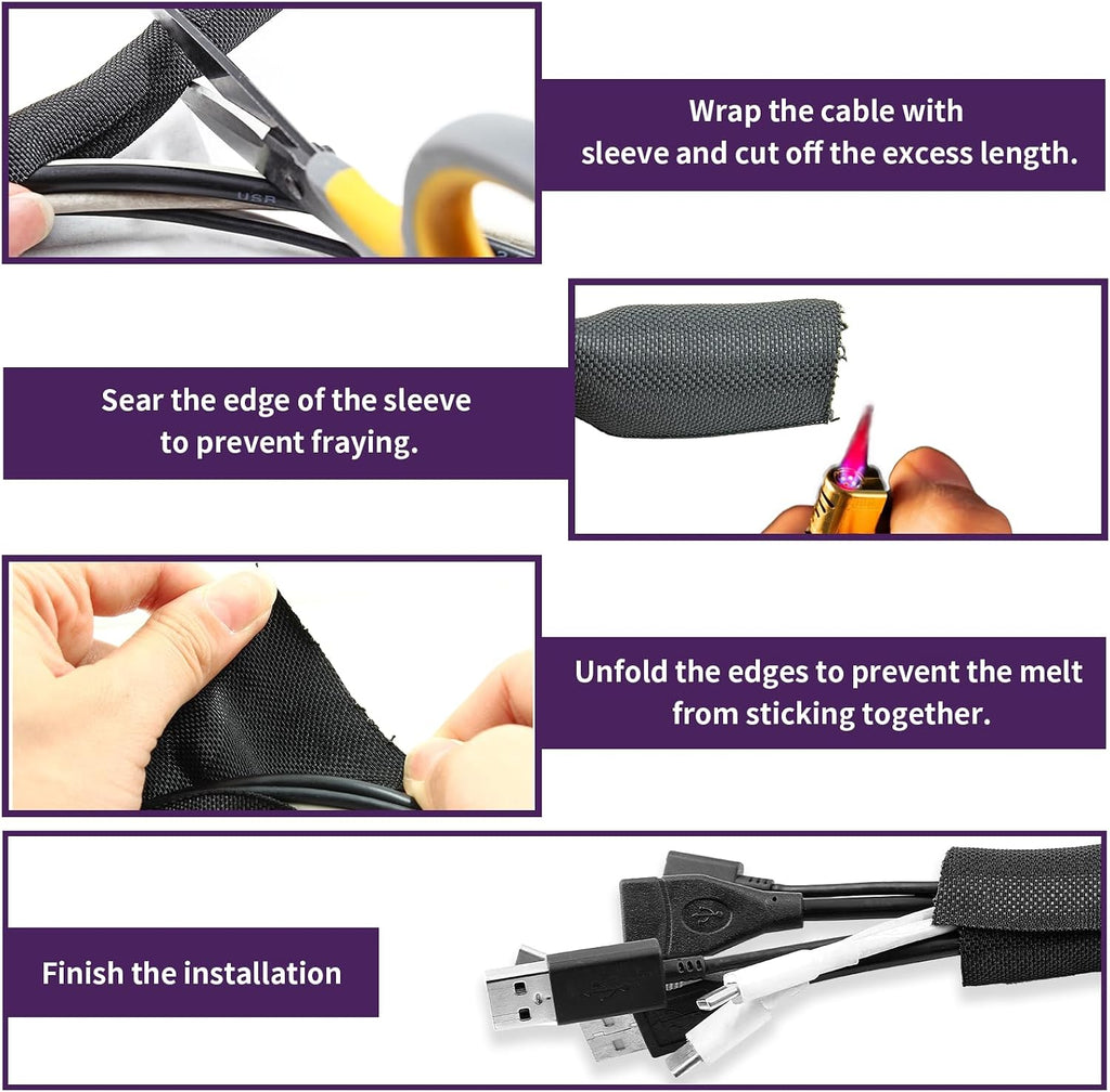10ft 3/4 Inch Cable Sleeve, Split Wire Loom, Polyethylene