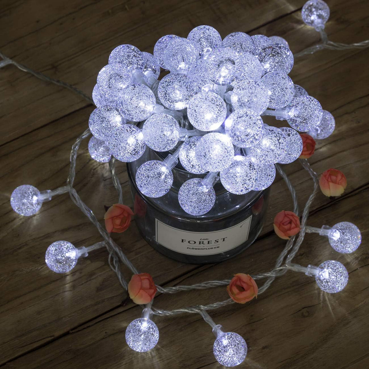 AWQ 100LED 49FT Globe Crystal Bubble Lights for Christmas Tree White