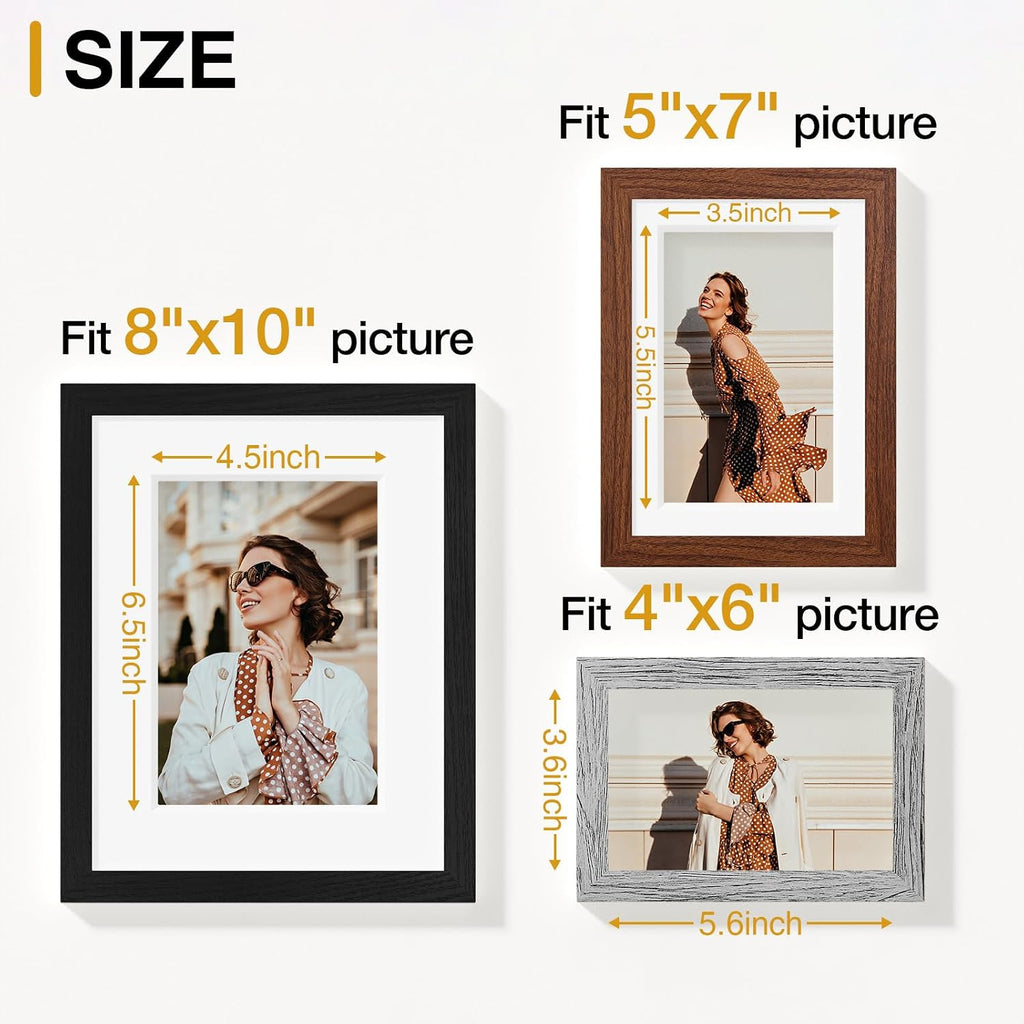 Vittanly 20 Pack Gallery Wall Frame Set, Black, Walnut Brown, Grey
