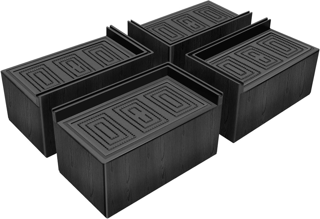ANNKUT Bed Risers 3 Inch Heavy Duty, Oversized Couch Risers, 4 Pack Black