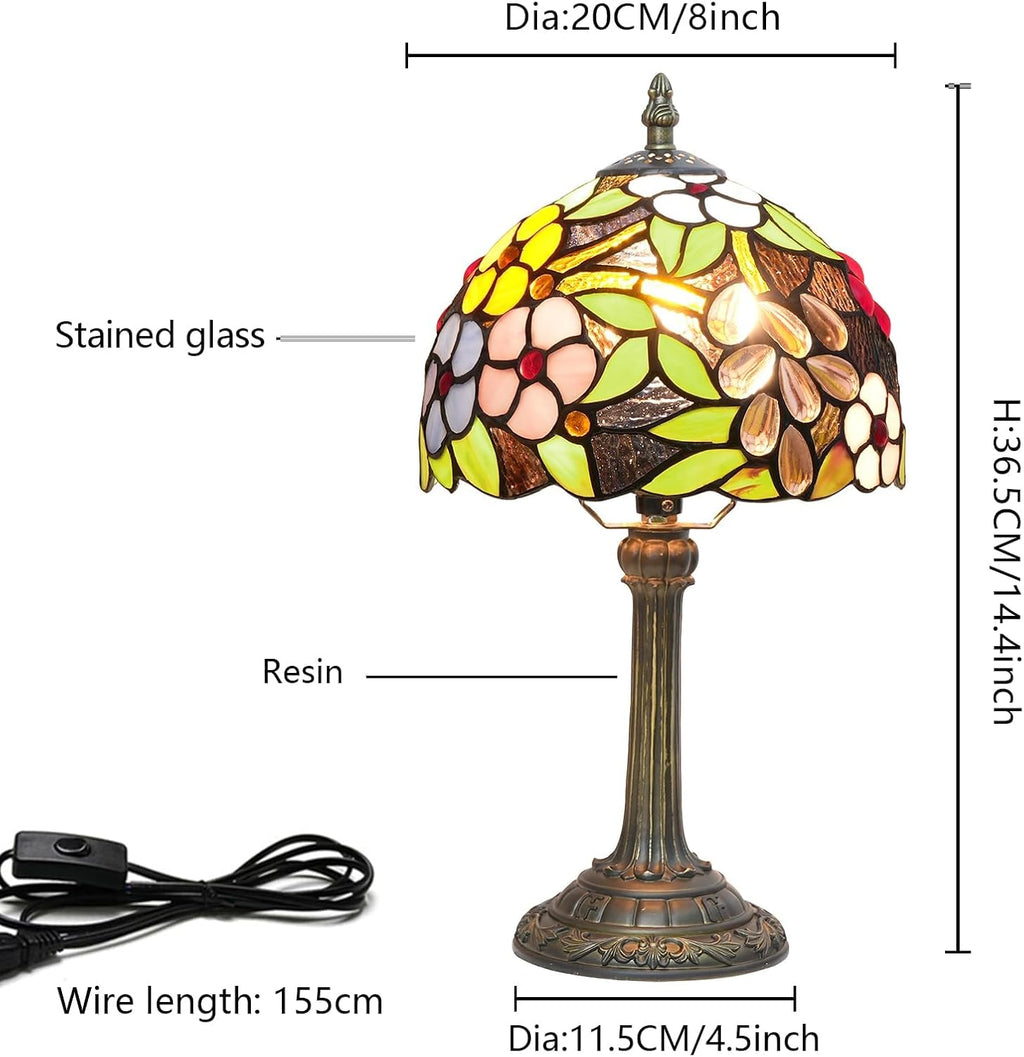 Tiffany Lamp Stained Glass Table Lamp Grape Style Small Bedside Lamp Living Room Dining Room Reading Office Decoration Desk Lamp Home Decoration Creative Gift