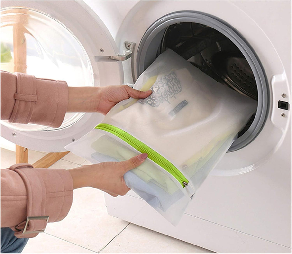 Mesh Laundry Bags 6pcs 16*12 Inch Laundry Wash Bag Colorful Zipper (Medium)
