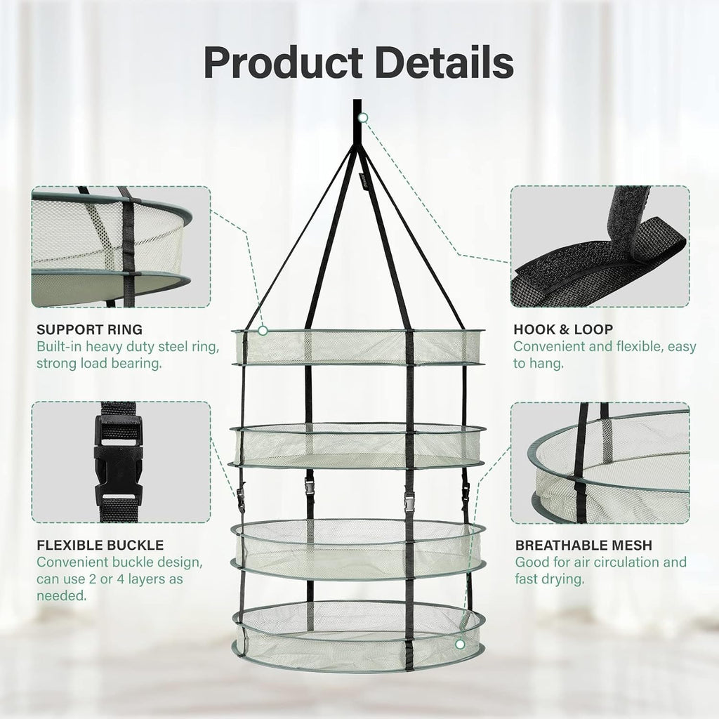 iPower 4-Tier Foldable Collapsible Mesh Clothes Hanging Dryer Drying Rack, Lay fold Flat Dry Hanger for Laundry, Sweater, Swimsuit, Underwear and Toys