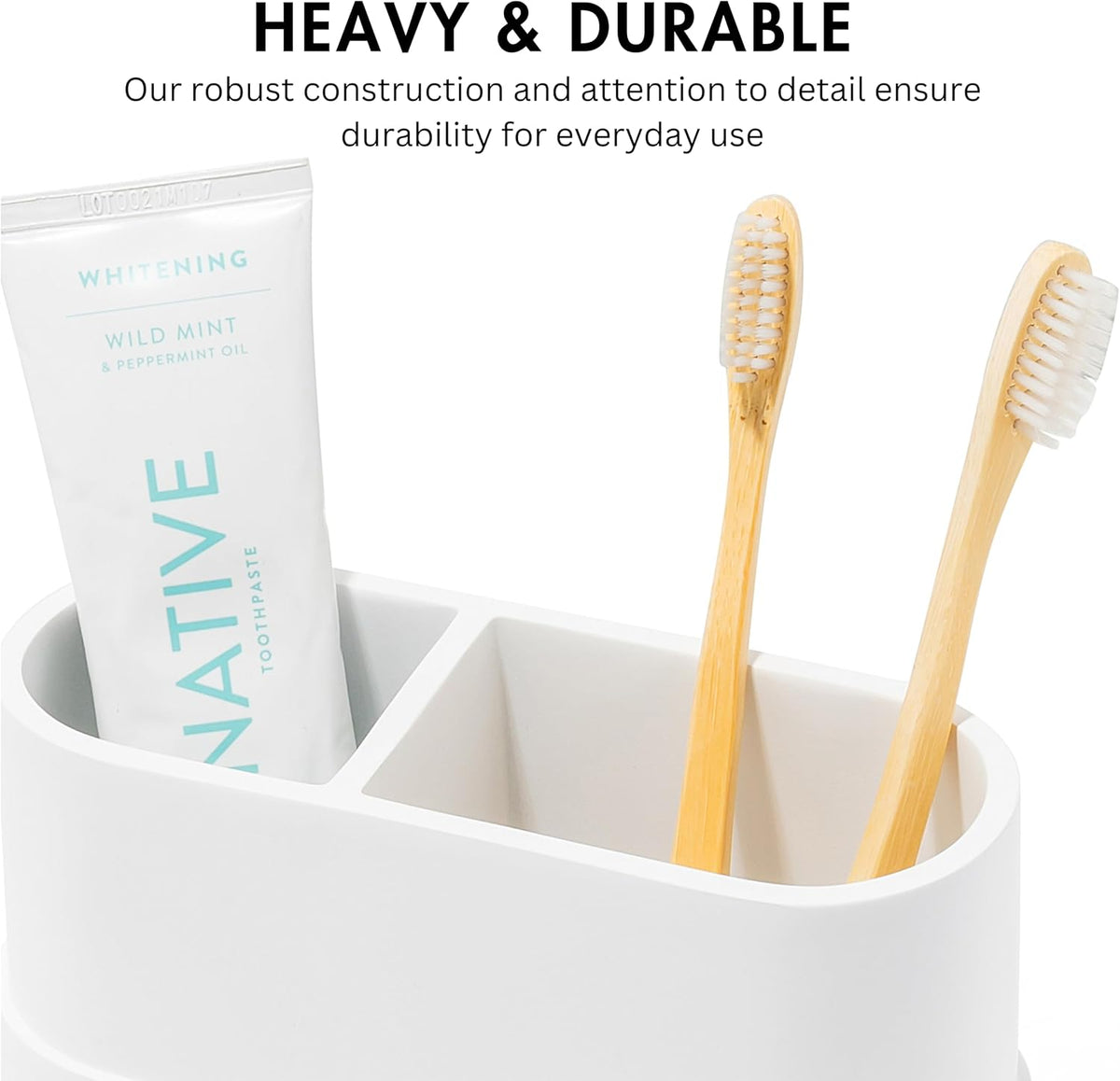 Yew Design Matte White Bathroom Toothbrush Holder Cup - Round Large