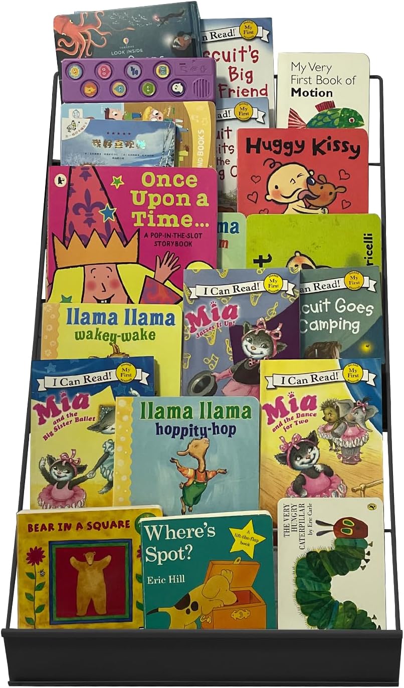 TONGMO 6-Tier Wire Book Signing Rack - Sturdy Tabletop Design - Ideal for Libraries, Classrooms, Schools - Display Literature, Magazines, Comics - Perfect for Book Signings (Black-1P)