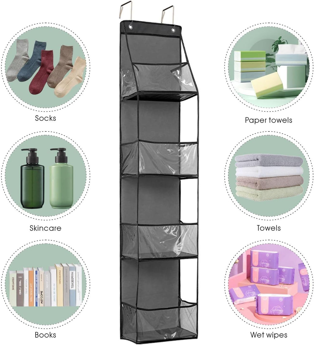 4-Shelf Over the Door Storage Hanging Closet Organizer (Grey)