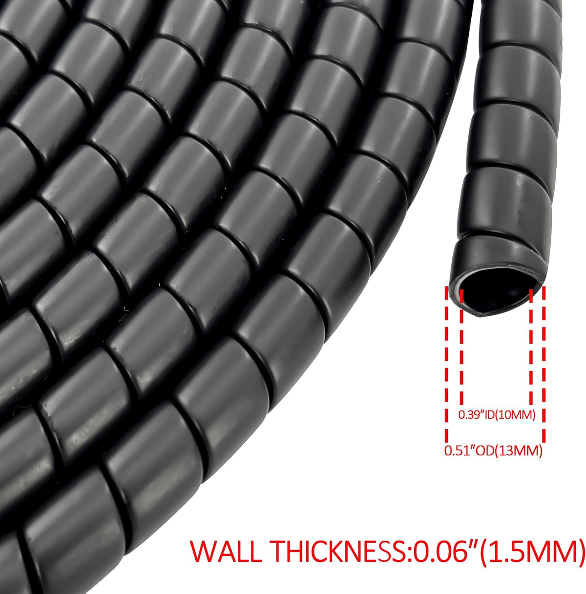 Spiral Wrap Hose Cable Protector - 0.5" OD x 25' Pre-Cut Lengths-Safe Hose Protector to Avoid Wear and Extend Life for Hydraulic Pneumatic Hoses