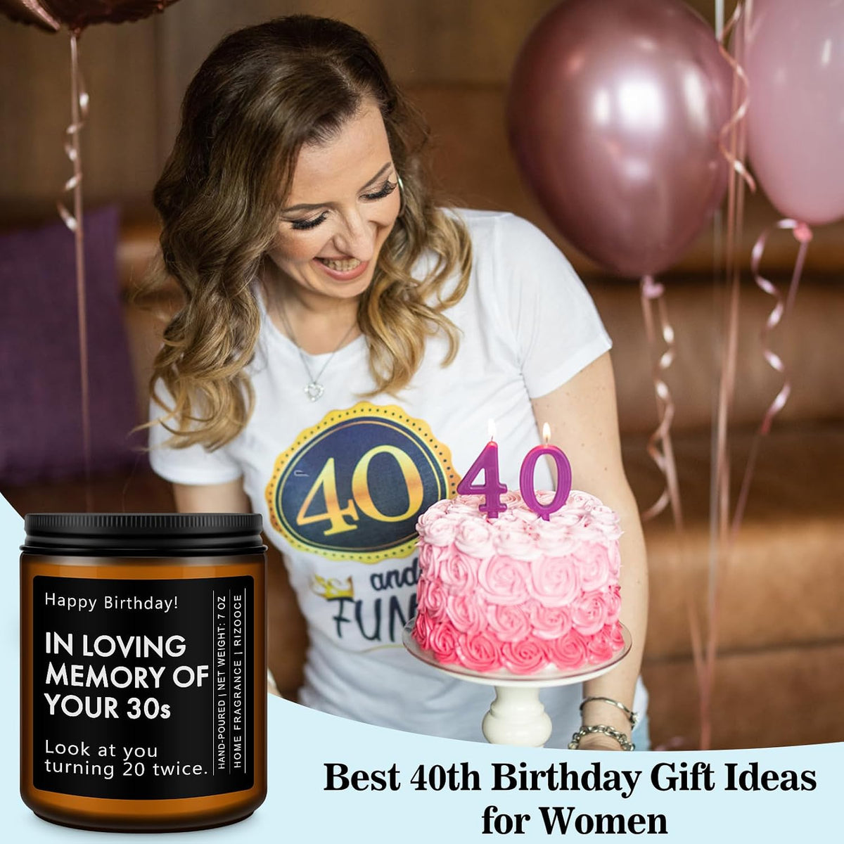 40th Birthday Gifts for Women Men, 1986 Birthday Scented Candle