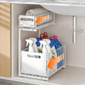 Under Sink Organizer, 2-Tier Pull Out Cabinet Organizer White