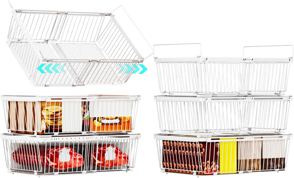 Large Freezer Organizer Bins for 10 to 20 Cu.Ft,6 Pack , Leak-Proof Bottom