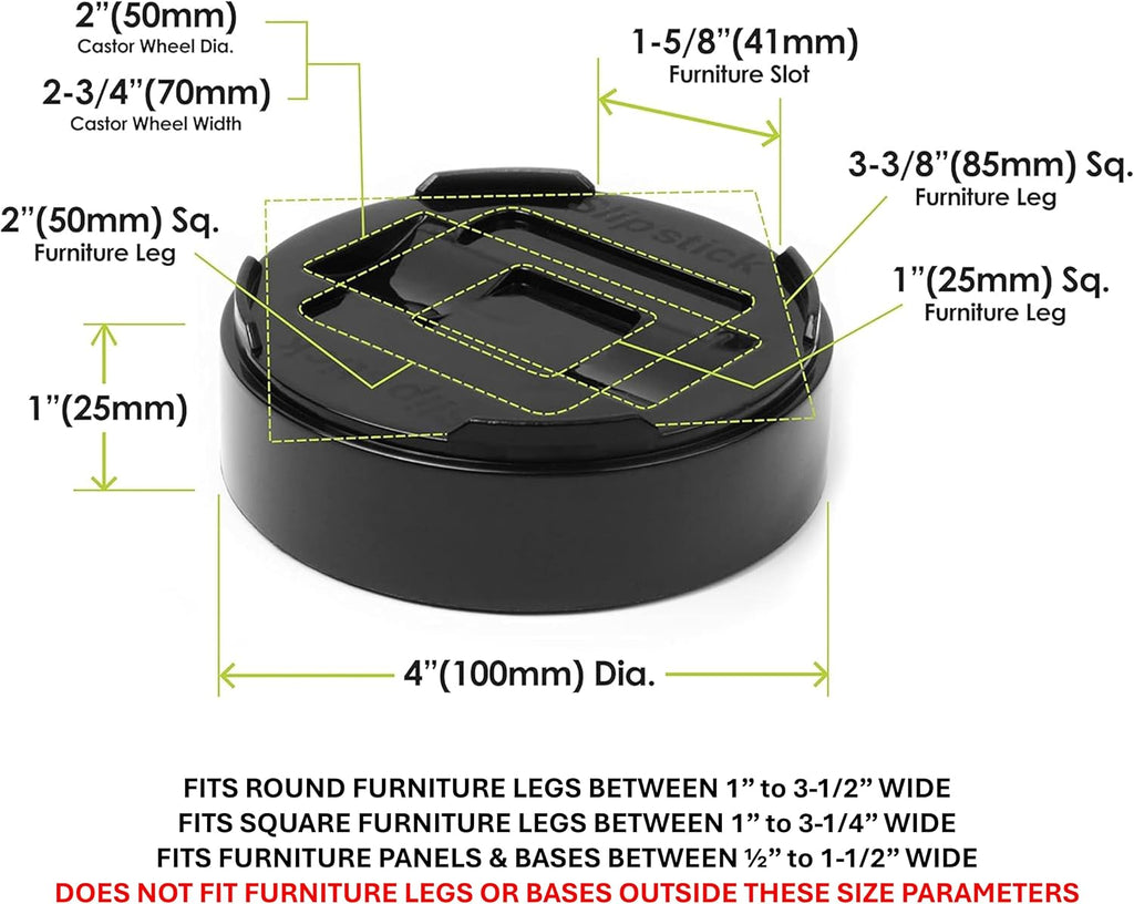 Slipstick Stack-Its 1 Inch Adjustable Bed Risers/Furniture Risers (Set of 8) Lifts Height 1", 2" or 3" – Black Heavy Duty Risers for Desks, Couches, Sofas, Beds, Tables, Dressers, and More