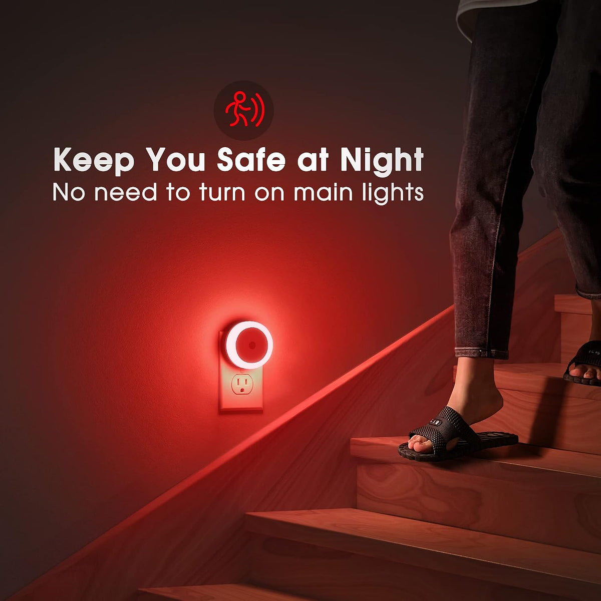 Briignite Night Lights Plug into Wall Red Night Light Dusk to Dawn Sensor