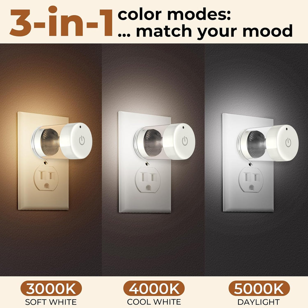 TSEXES Night Lights Plug into Wall,3000K/4000K/5000K Adjustable Color Temp