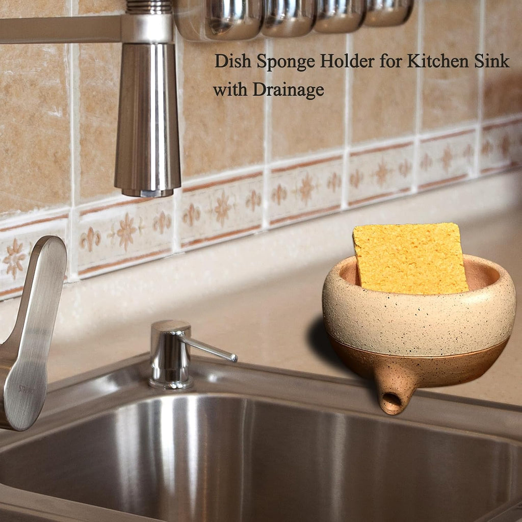 Soap Dish with Drain and Self-Draining Sponge Holder